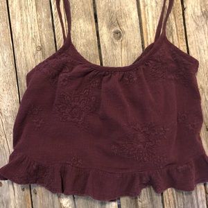 Kendal and Kylie maroon crop tank top. Size S.